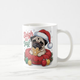 Caneca de Natal Pug – Sleigh All Day Café de Féria