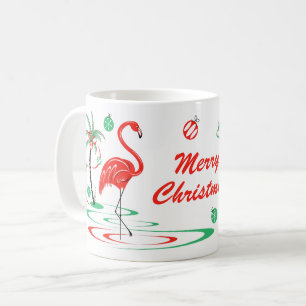 Caneca de Natal Red Christmas Flamingo Baubles
