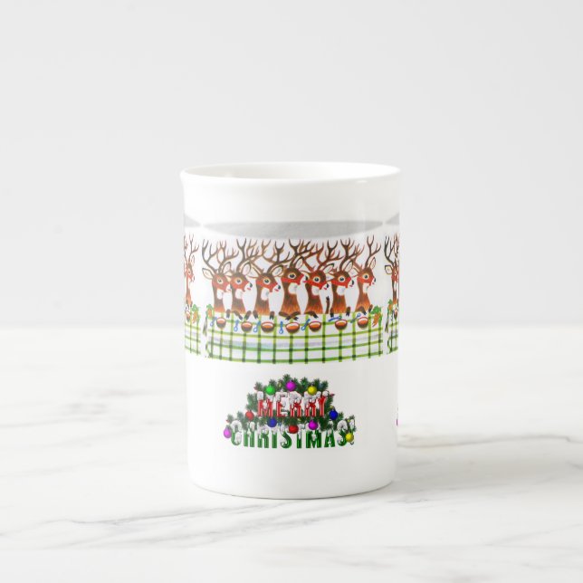 Caneca de Natal, Reindeer, Feliz Natal (Frente)