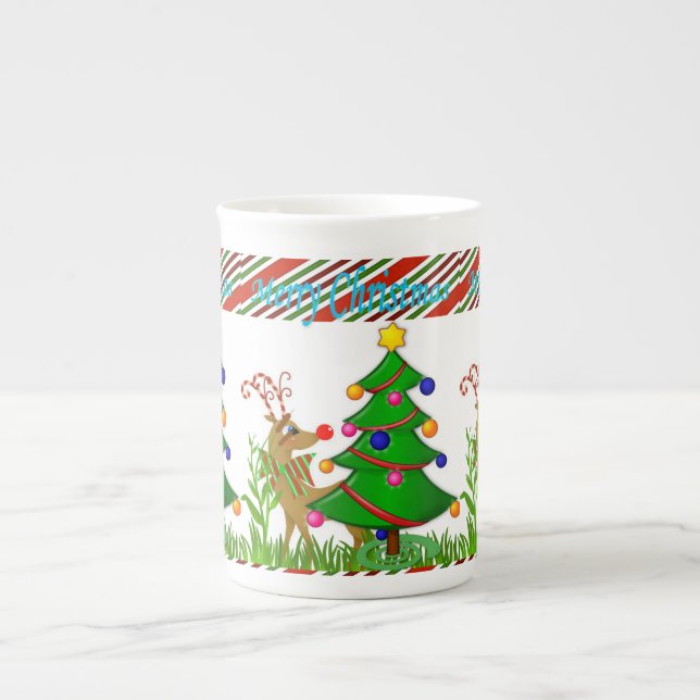 Caneca de Natal, Reindeer, Feliz Natal (Frente)