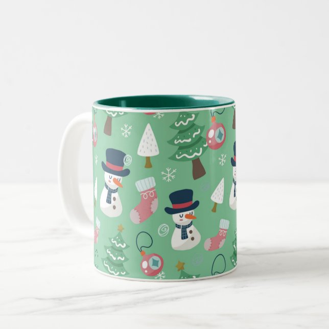 Caneca de Natal Snowman, Taça de Café Festiva Fest (Frente Esquerda)