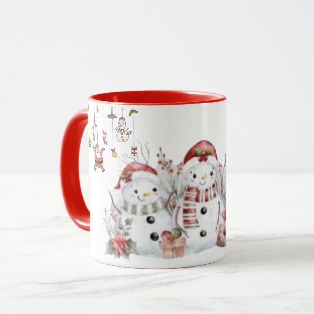 Caneca de Natal Snowmen (Frente Esquerda)