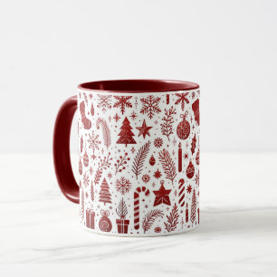 Caneca de Natal Vermelha Branca