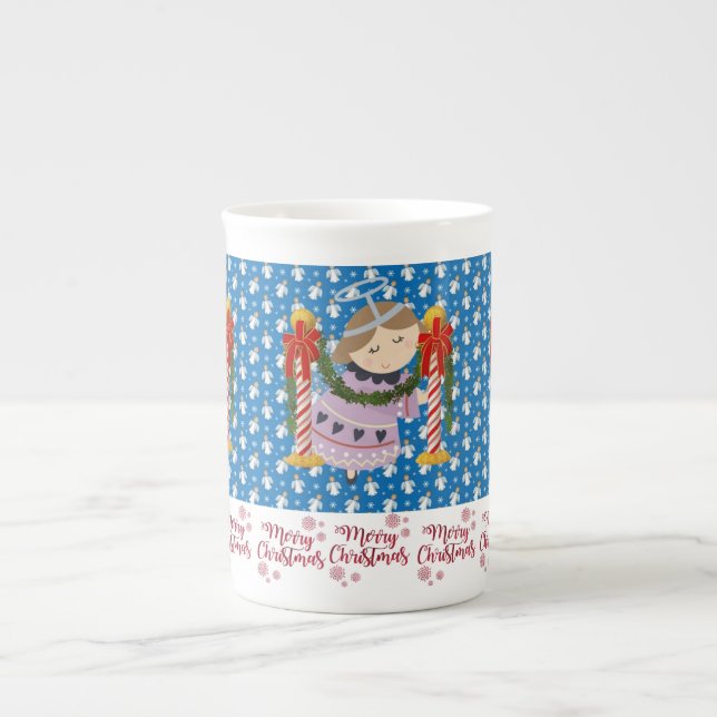 Caneca de Natal, Vintage, Anjo de Natal Feliz (Frente)