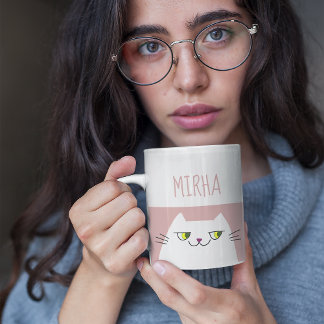 Caneca de Nome de Gato Kawaii Fofa Presente Rosa M