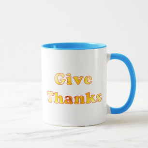 Caneca Dê obrigados, arte de palavra com lírio amarelo, c