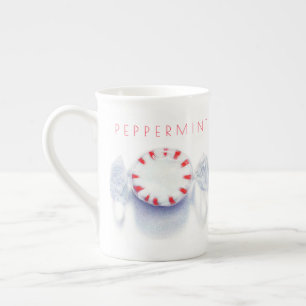 CANECA DE OSSO DE PORCELANA COM BALA DE MENTA + Te