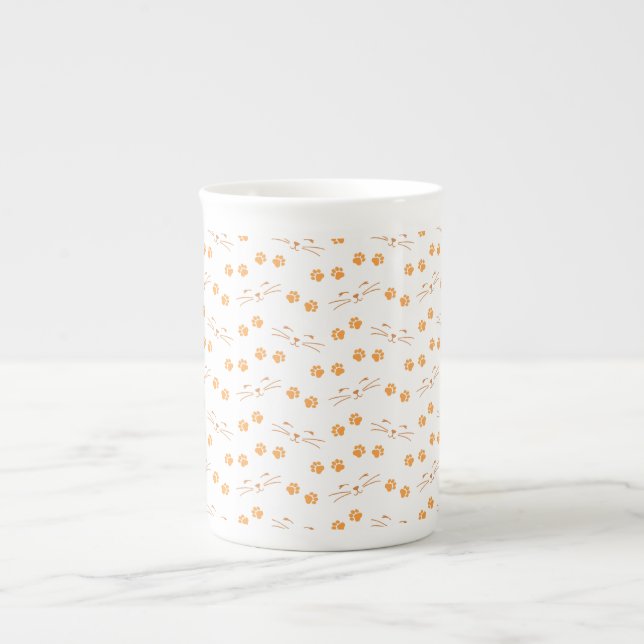 Caneca de Osso de Porcelana com Estampa de Pata de (Frente)