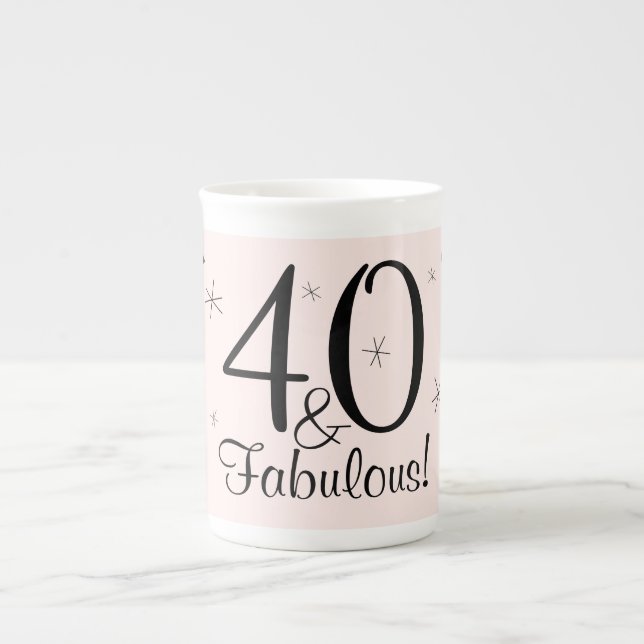 Caneca de osso de porcelana Flamingo Rosa 40 e Fab (Frente)