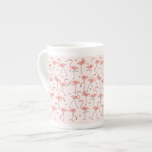 Caneca de osso de porcelana Flamingos Rosa