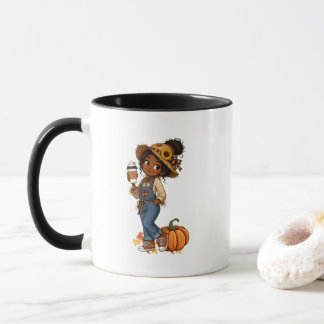 Caneca de Outono Com Garota Espantalho Fofa