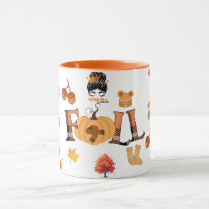 Caneca de Outono da Mamãe Grata – Abóbora e Folhas