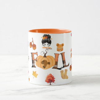 Caneca de Outono da Mamãe Grata – Abóbora e Folhas