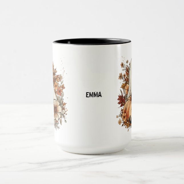 Caneca de outono personalizada com fantasma fofo e (Centro)