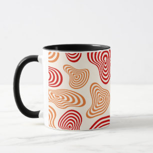 Caneca de Padrão Abstrato Retro Ondulado