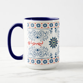 Caneca de Padrão Floral Folclórico Tradicional