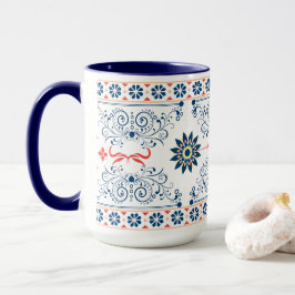 Caneca de Padrão Floral Folclórico Tradicional