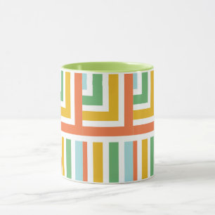 Caneca de Padrão Geométrico Retro Colorido – Perso