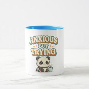Caneca de Panda Engraçado Ansioso Mas Tentando, Ca