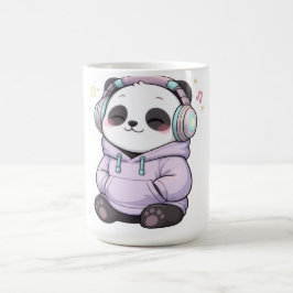 Caneca de Panda Fofa | Xícara de Café com Fones de