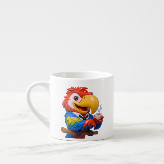 Caneca de Papagaio Bebendo Espresso (Esquerda)