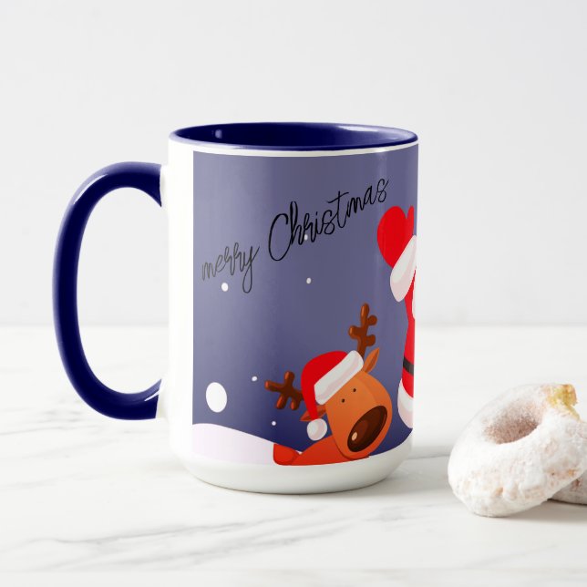 Caneca de Papai Noel fofa da época natalícia (Com Donut)