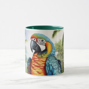 Caneca de Parrot Macaw com Monograma Personalizado