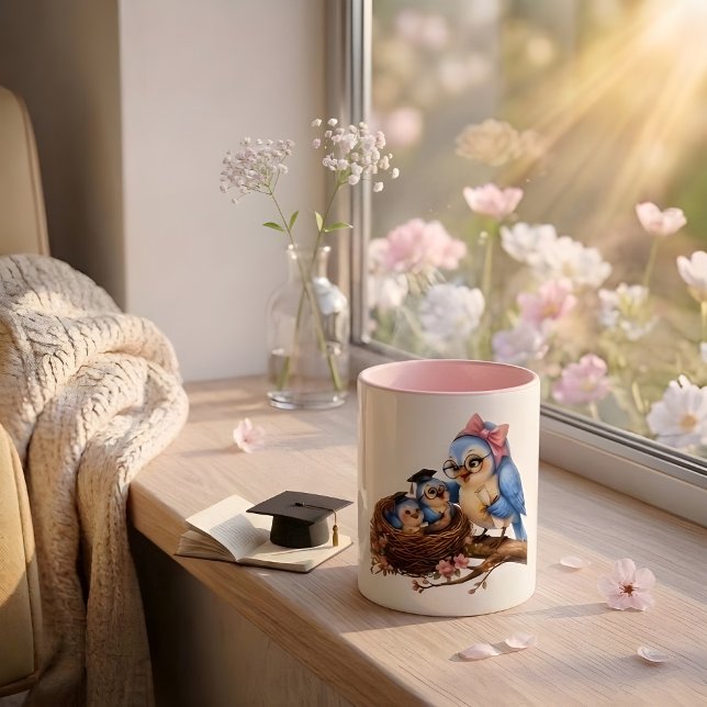 Caneca de Pássaro de Formatura Rosa Fofa (Criador carregado)