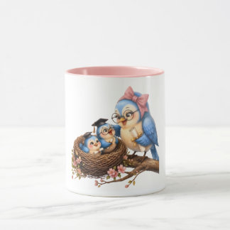 Caneca de Pássaro de Formatura Rosa Fofa