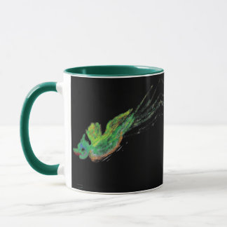 caneca de pássaro verde