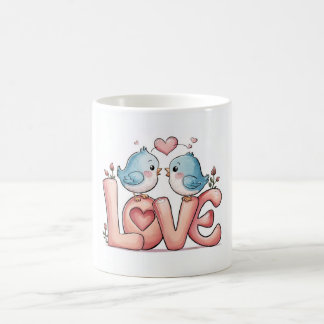 Caneca de Pássaros de Amor Fofo - Xícara de Café p