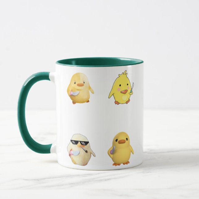 Caneca de Pato Segurando uma Faca para Fãs de Meme (Esquerda)