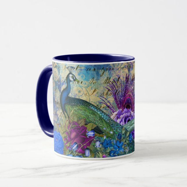 Caneca de Pavão com Monograma Personalizado Deslum (Frente Esquerda)