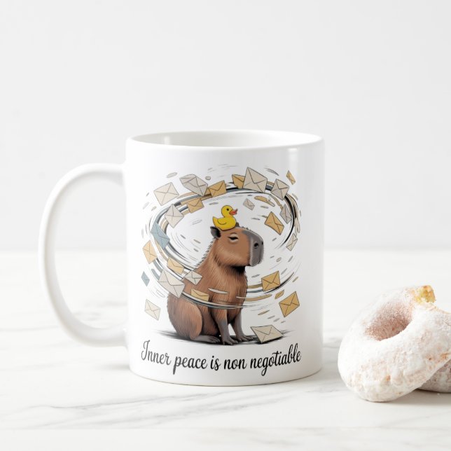 Caneca de Paz Interior de Capivara - Xícara de Caf (Com Donut)