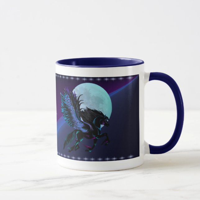 Caneca de Pegasus preto e da lua azul (Direita)