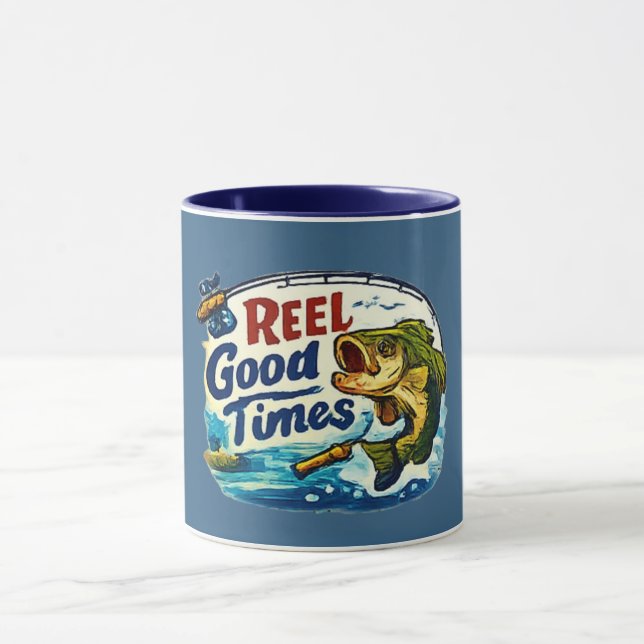Caneca de Pesca "Reel Good Time" Azul Marinho (Centro)
