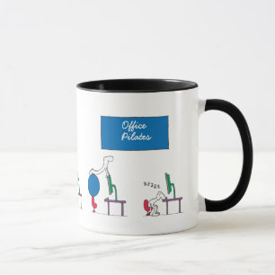 Caneca de Pilates do escritório, branca