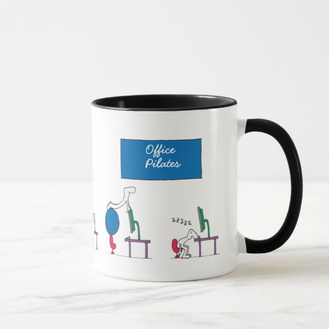 Caneca de Pilates do escritório, branca (Direita)