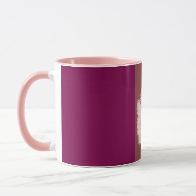 caneca de pintura de flor rosa (Esquerda)
