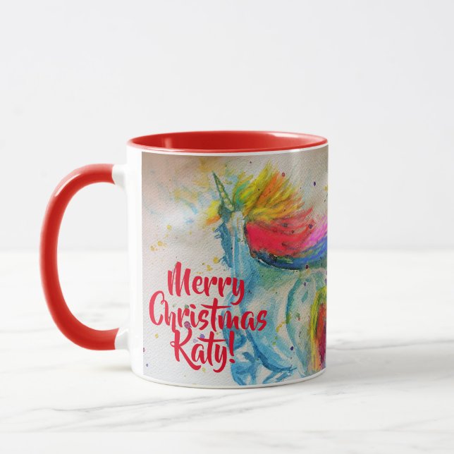 Caneca de pintura de Natal alegre do unicórnio do  (Esquerda)