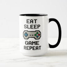 Caneca de Pixel Art para Gamer - Coma Durma Jogue 