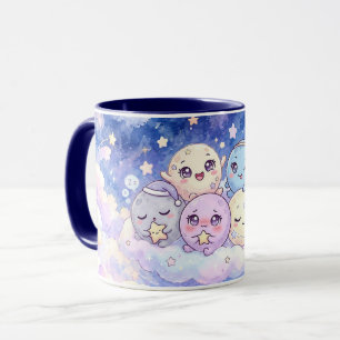 Caneca de Planetas e Estrelas Pastel Adoráveis