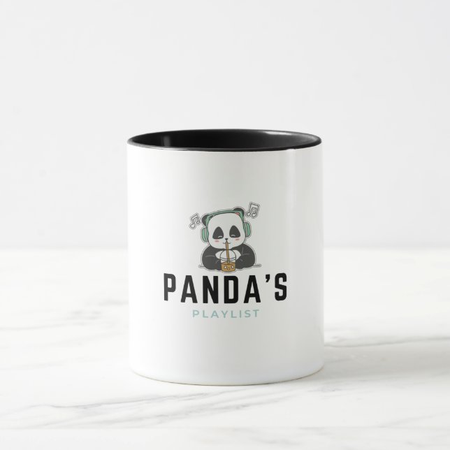 Caneca de Playlist de Panda Negra e Azul (Centro)