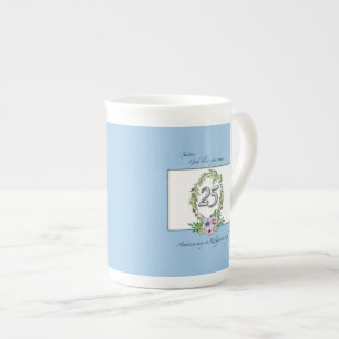 Caneca De Porcelana 25 aniversário da Católica Nun Wreath e Silver