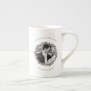 Caneca De Porcelana 2 x Foto Aniversário de Casamento QUALQUER ANO Nom