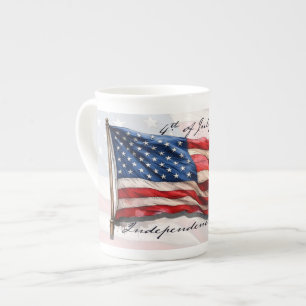 Caneca De Porcelana 4 de julho - Celebrar com a bandeira dos EUA