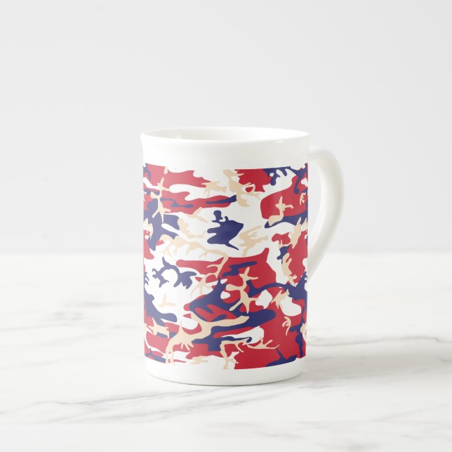 Caneca De Porcelana 4th of July, Independence day, Camouflage Beige (Frente Esquerda)