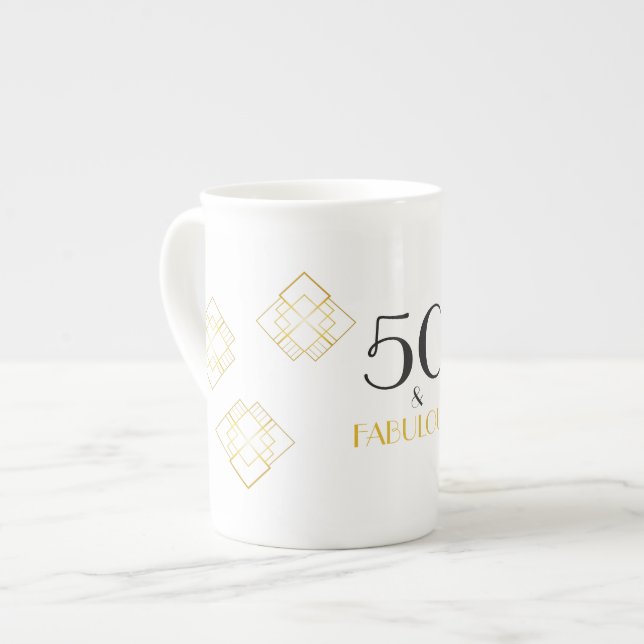 Caneca De Porcelana 50 e Fabulosa Deco de Arte (Frente Esquerda)