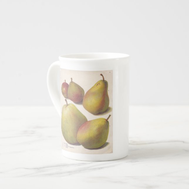 Caneca De Porcelana 5 peras de colheita ilustradas (Frente Esquerda)