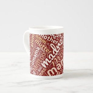 Caneca De Porcelana 60 Palavras para 'Mãe' em Diferentes Idiomas